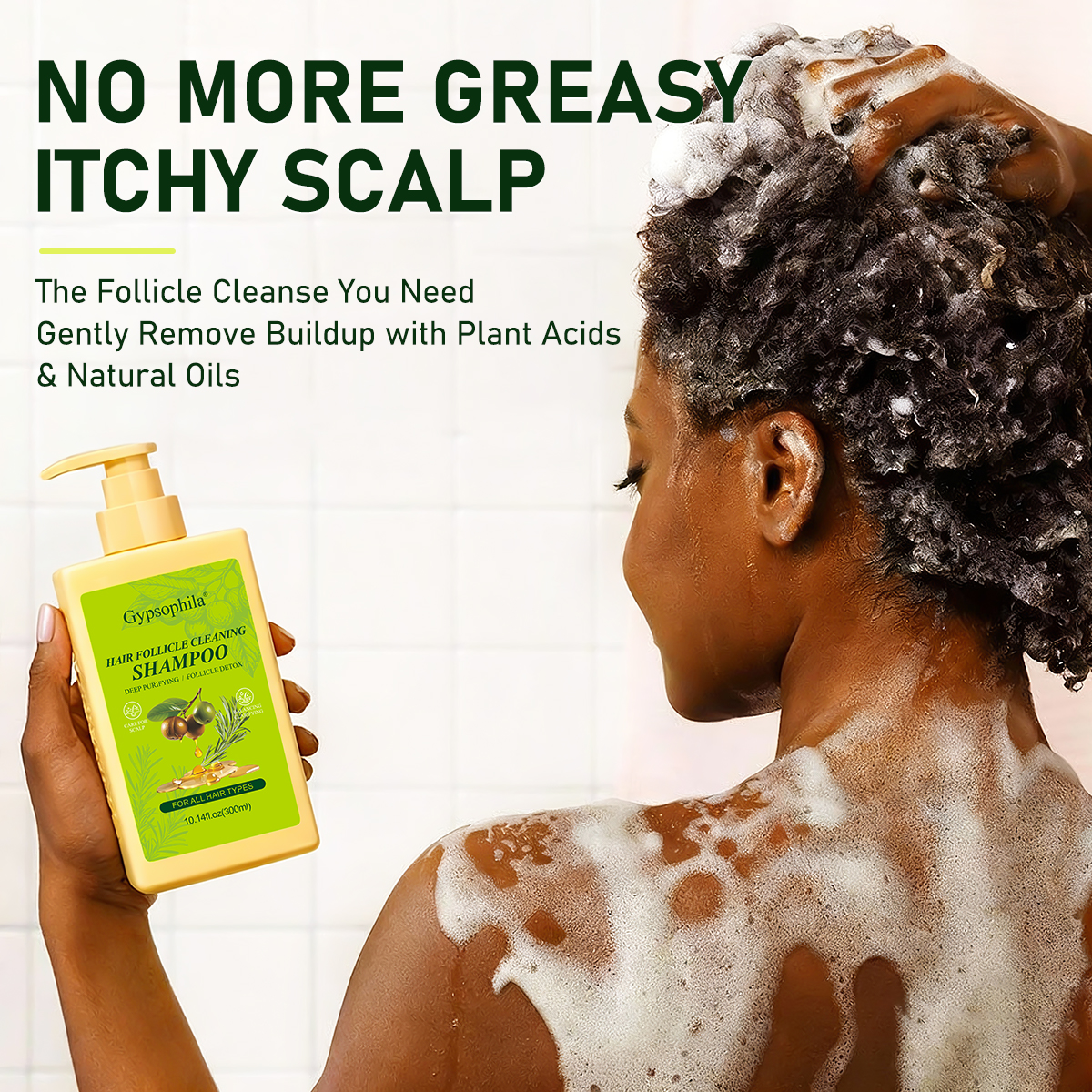 Gypsophila Follicl Cleansing Shampoo & Anti-Dandruff Shampoo with Tea Tree Oil & Rosemary Extract – Deep Scalp Purifying & Strengthening, 300ml& Cleansing 10.14 fl.oz Haircare Gentle