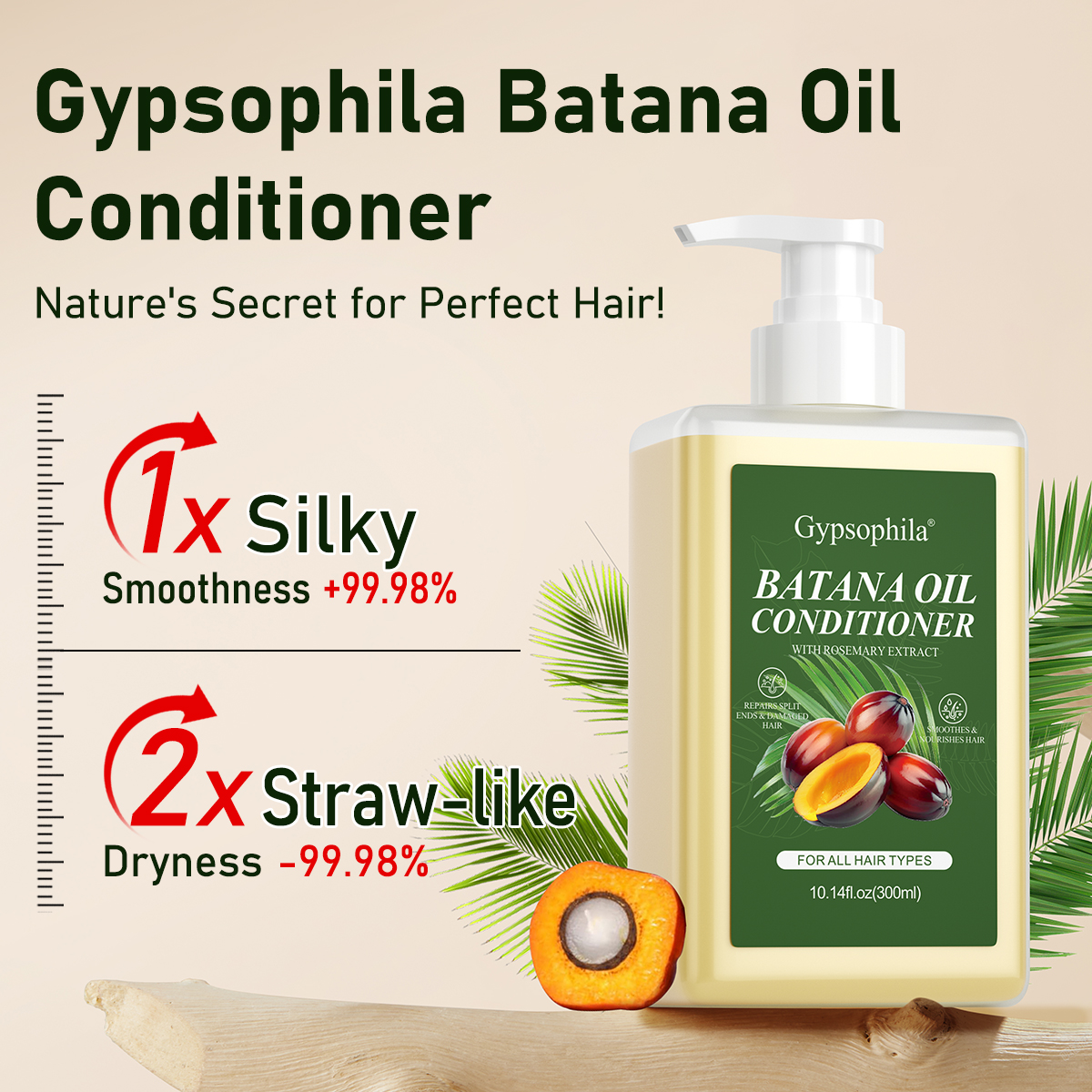 Gypsophila Batana Oil Conditioner 10.14 oz 300ml with Natural Extracts for Soft Silky Frizz-Free Hair Daily Haircare Contains Fatty Acids & Antioxidants