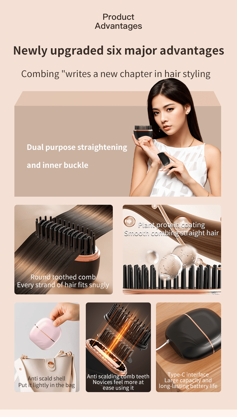 🔥Mini Cordless Hair Straightener Comb
