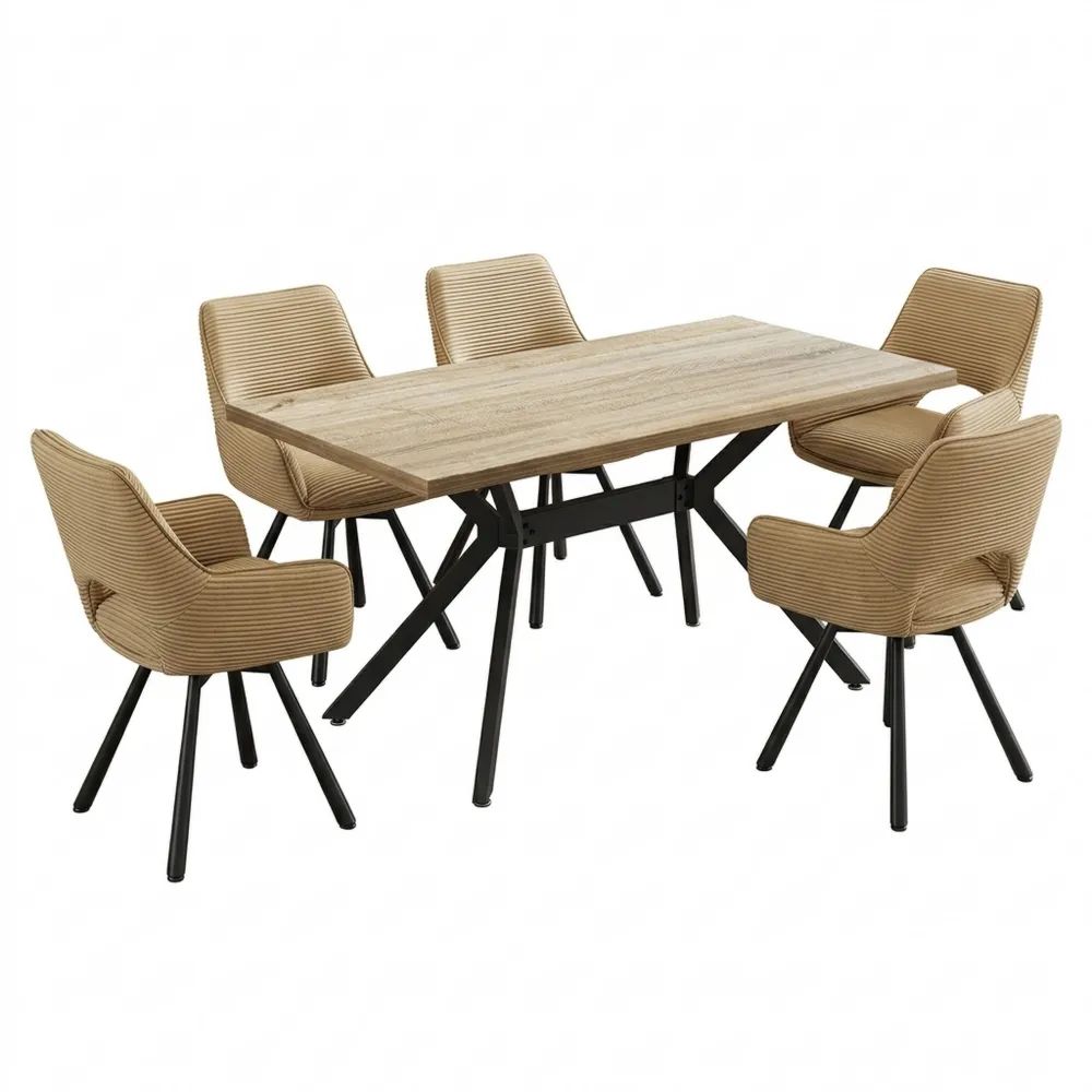 Moderner Esstisch mit Drehstühlen aus Holz für Wohnzimmer und Küche