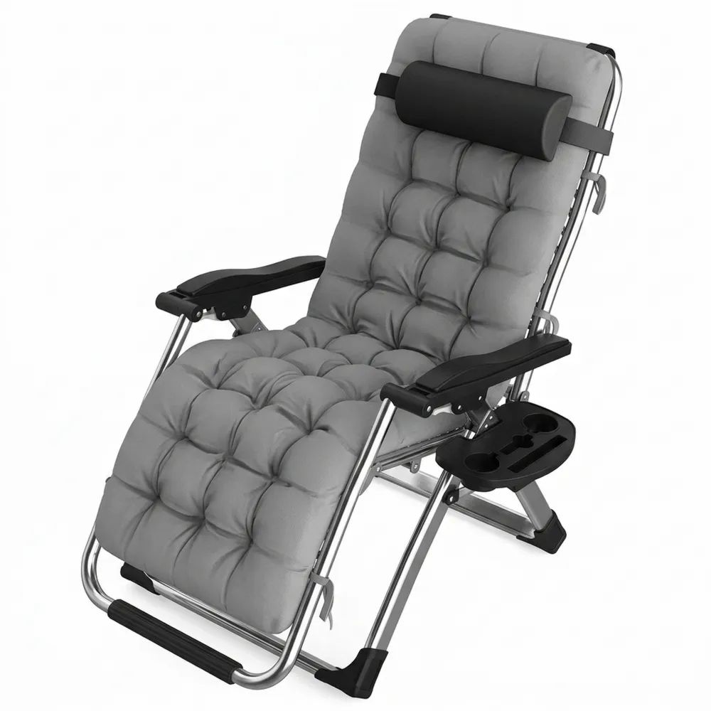 Robuster Gartenstuhl für Entspannung, 200kg Belastbarkeit, Metall, Silber