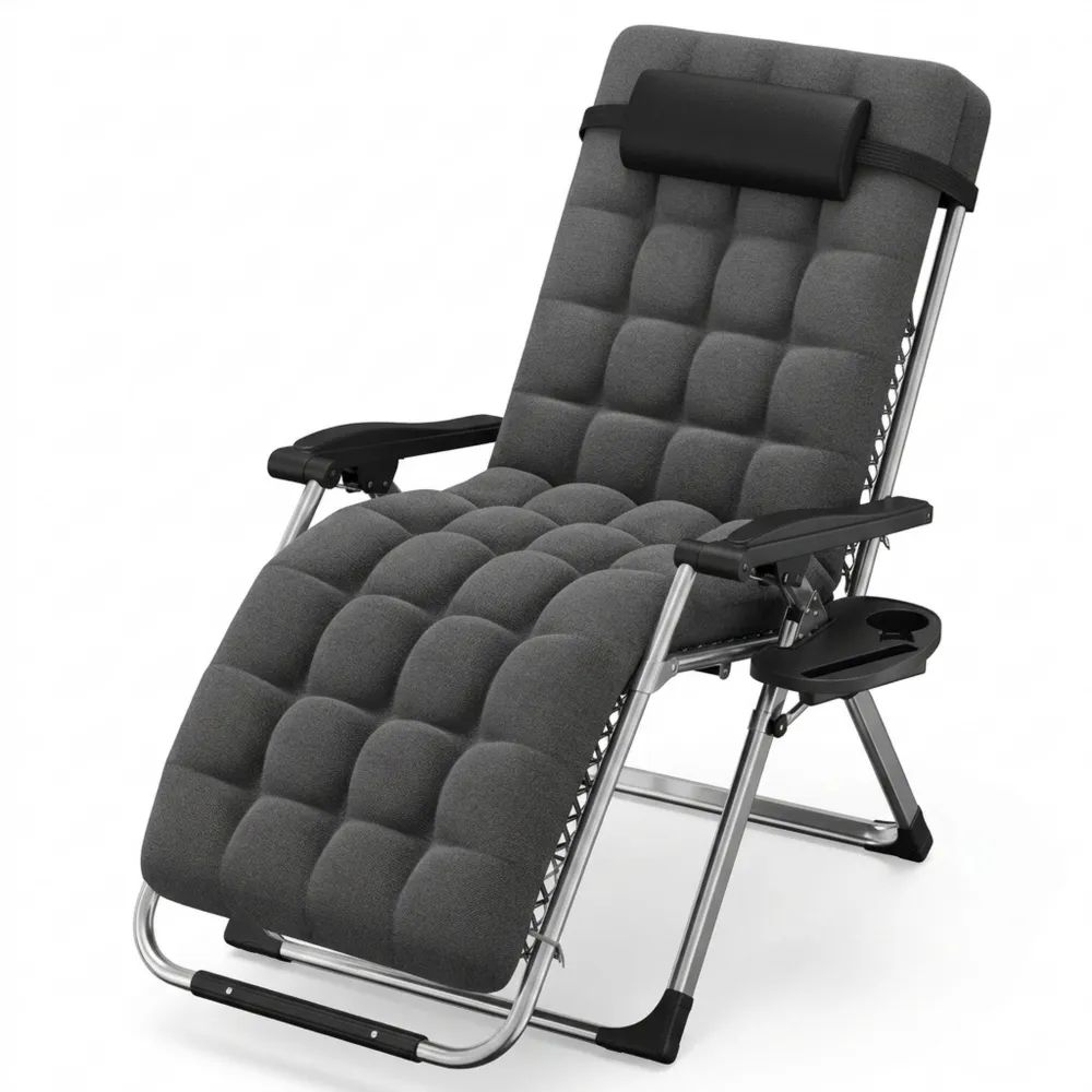 Ergonomischer klappbarer Liegestuhl mit verstellbarer Rückenlehne und Nackenkissen