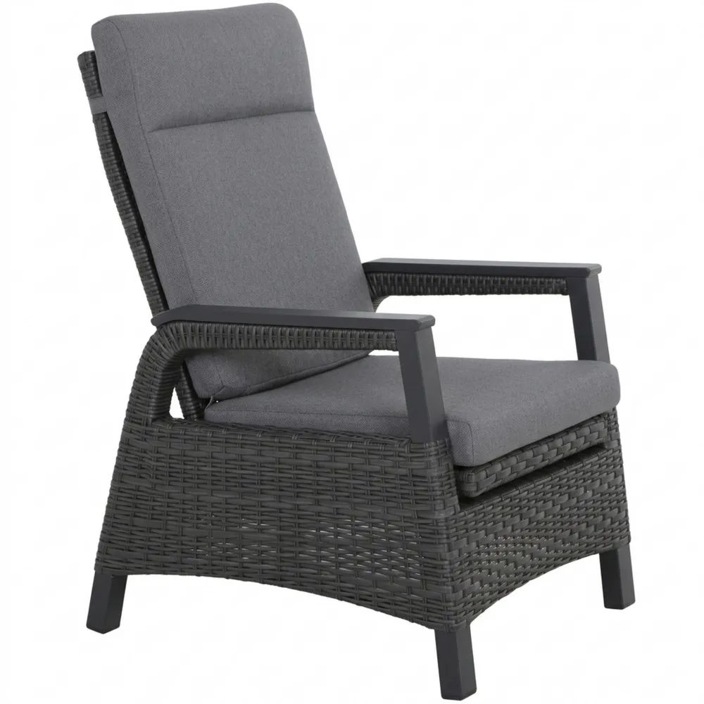 Verstellbarer Loungesessel aus Aluminium mit Kissen, Nachtblau