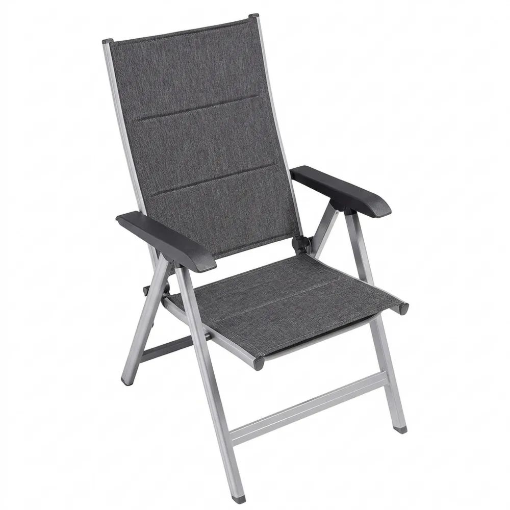 Verstellbarer Klappstuhl mit gepolsterter Rückenlehne, Silber/Anthrazit