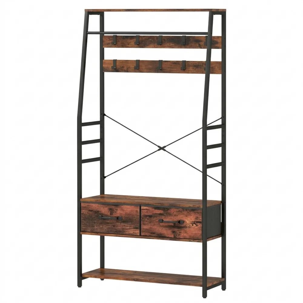 Kleiderständer mit Schuhbank und verstellbaren Haken für Flur