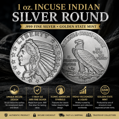 1 oz. Incuse Indian Silver Round