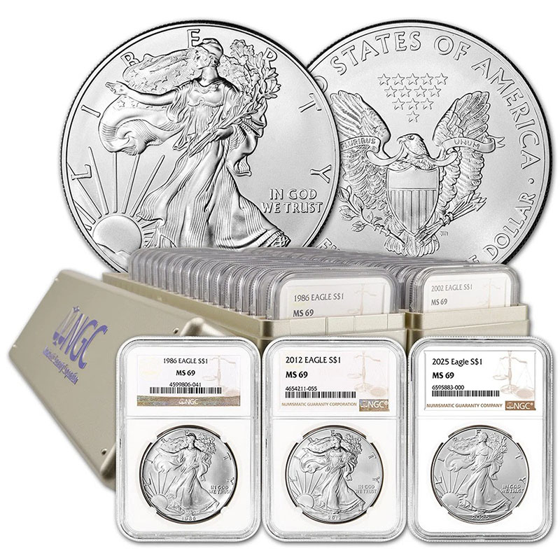 💥Last 10 sets!!️🔥1986 - 2026 American Silver Eagle Coin Complete Date Set NGC MS69 (42PCS)