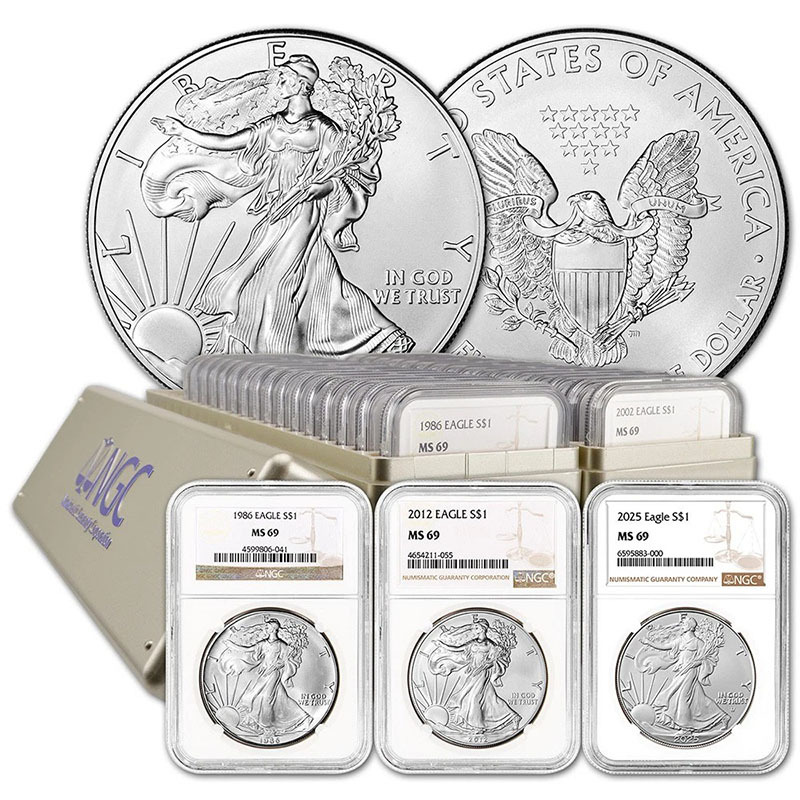💥Last 10 sets!!️🔥1986 - 2026 American Silver Eagle Coin Complete Date Set NGC MS69 (42PCS)