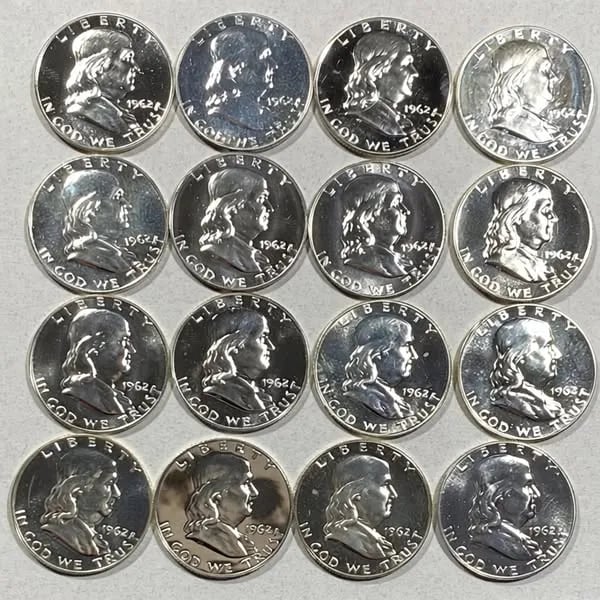 1948-1963(16Pcs) Franklin Half Dollars CHOICE-GEM