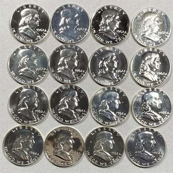 1948-1963(16Pcs) Franklin Half Dollars CHOICE-GEM