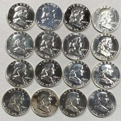 1948-1963(16Pcs) Franklin Half Dollars CHOICE-GEM