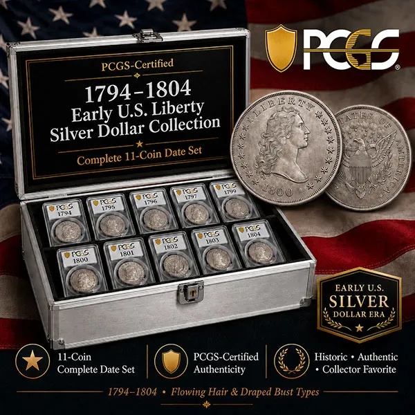 Last 12 sets!!!The Complete Set Of 1794-1804 Liberty Flowing Hair Silver Dollar(11Pcs)