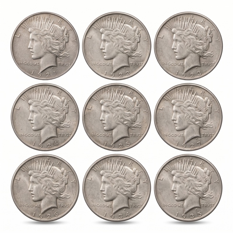 [15PCS]Complete Peace Dollar Year Collection (1921–1935) AU