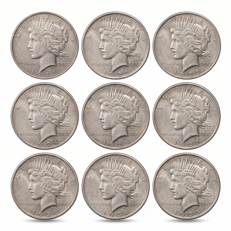[15PCS]Complete Peace Dollar Year Collection (1921–1935) AU