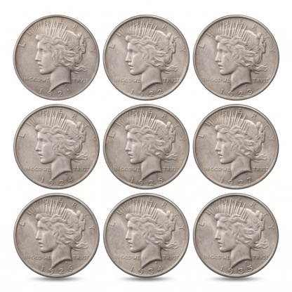 [15PCS]Complete Peace Dollar Year Collection (1921–1935) AU
