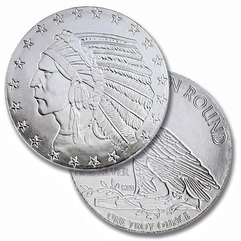 1 oz. Incuse Indian Silver Round