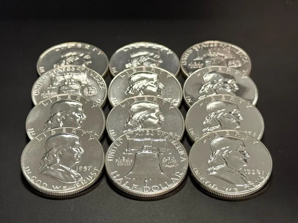 1948-1963(16Pcs) Franklin Half Dollars CHOICE-GEM