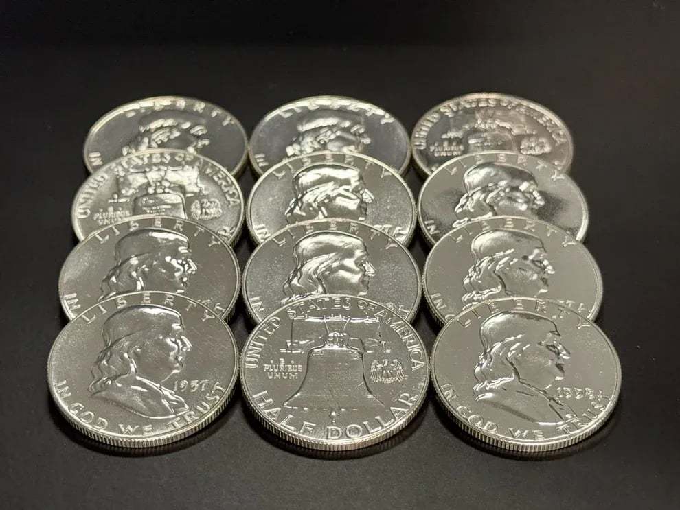 1948-1963(16Pcs) Franklin Half Dollars CHOICE-GEM