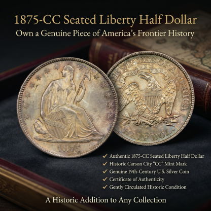 1875-CC Seated Liberty Half Dollar - A Genuine Carson City Silver Coin From America's Wild West Era