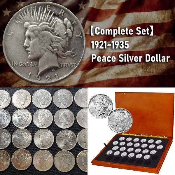 🔥Last 10 sets!!!-The Complete Collection of 1921~1935 Peace Silver Dollar 24 Coin Set