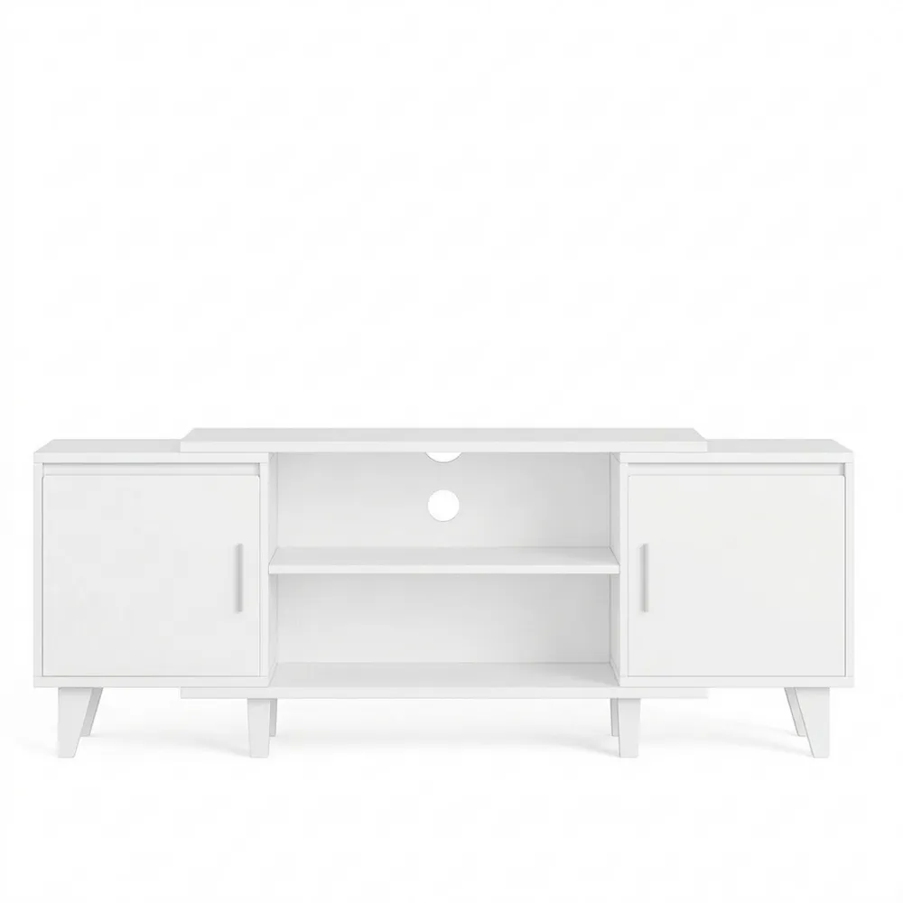 Moderner TV-Schrank mit Stauraum, passend für Geräte bis 60 Zoll, Weiß