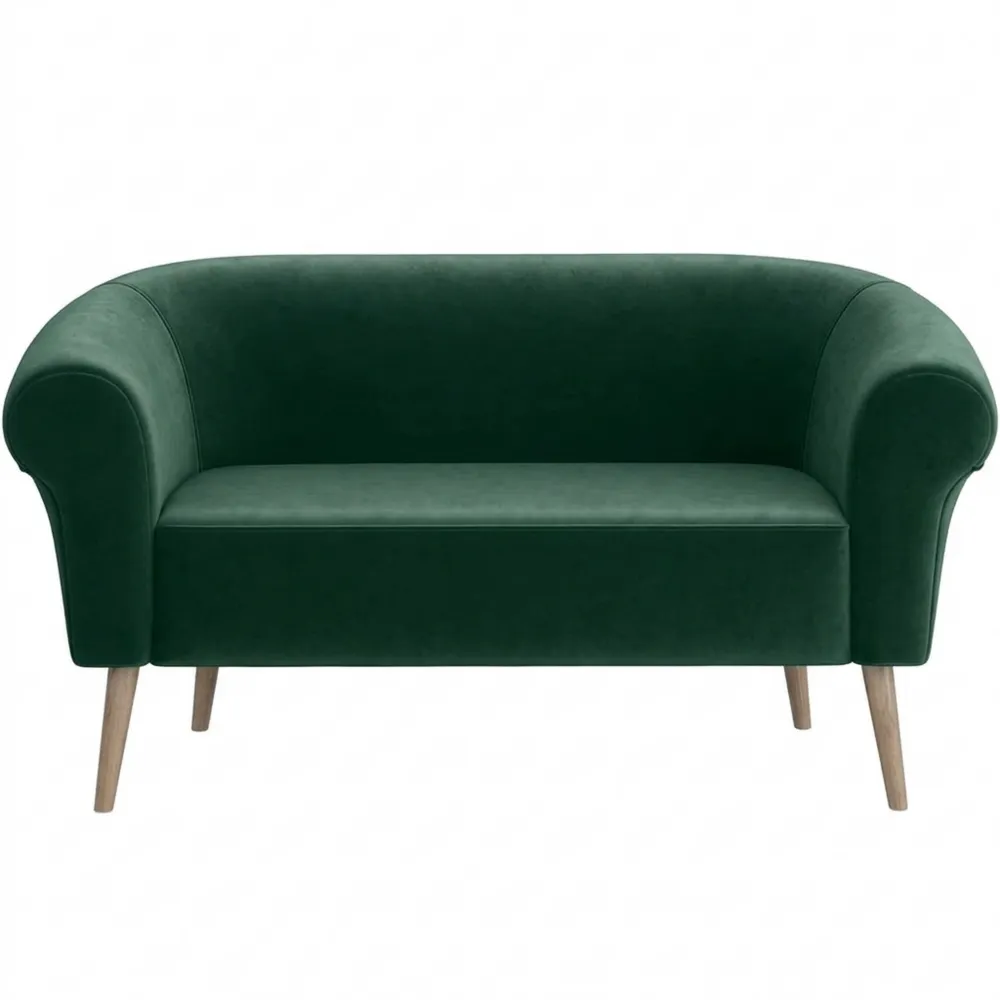 Zweisitziges Mini-Sofa aus grünem Samt für Wohnzimmer