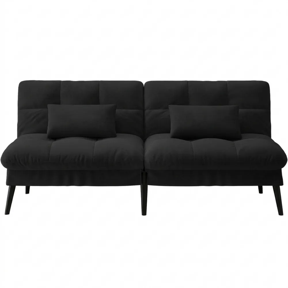 Verstellbares 3-Sitzer Schlafsofa aus schwarzem Stoff für Wohnzimmer