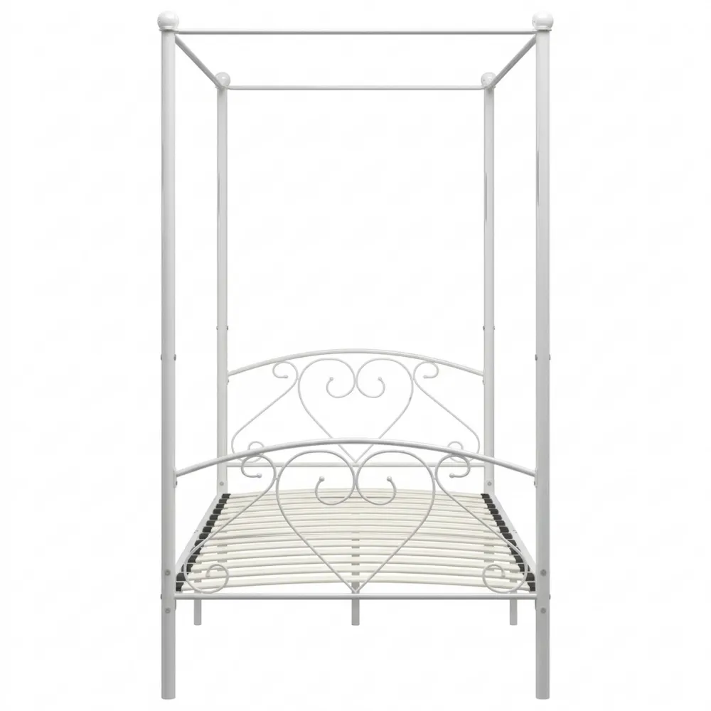 Elegantes Metallbett mit Lattenrost 100x200 cm in Weiß für Schlafzimmer