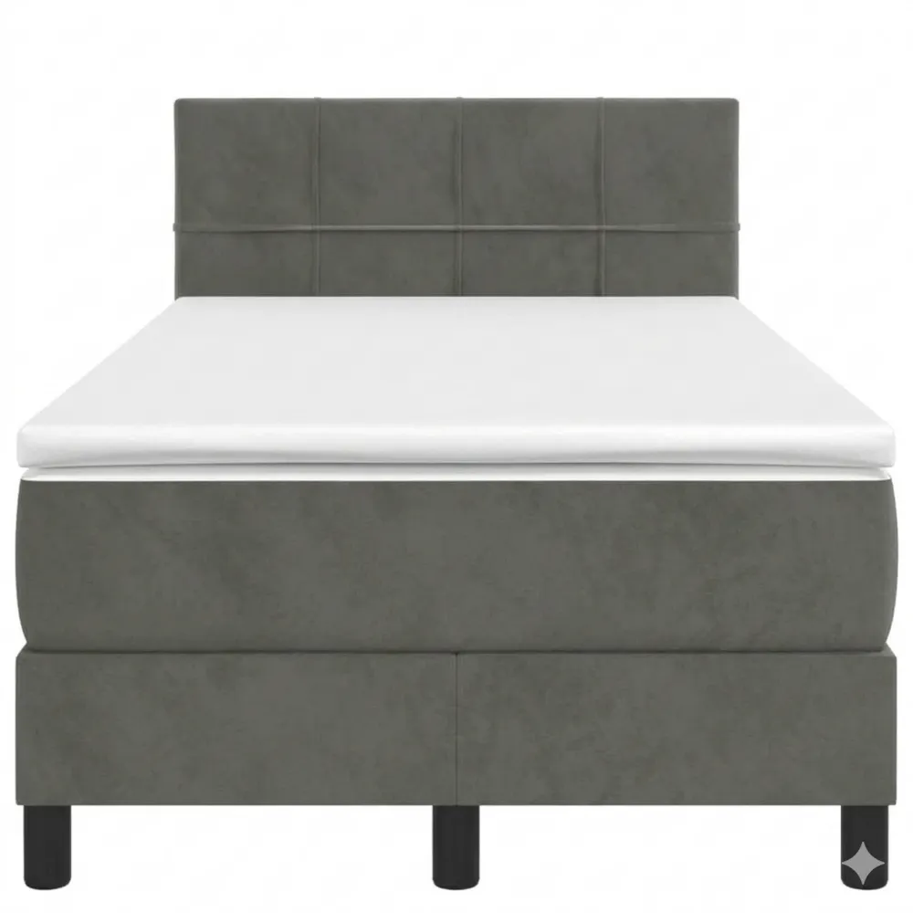 Samt Bett mit LED und Lattenrost in Dunkelgrau 100x200cm