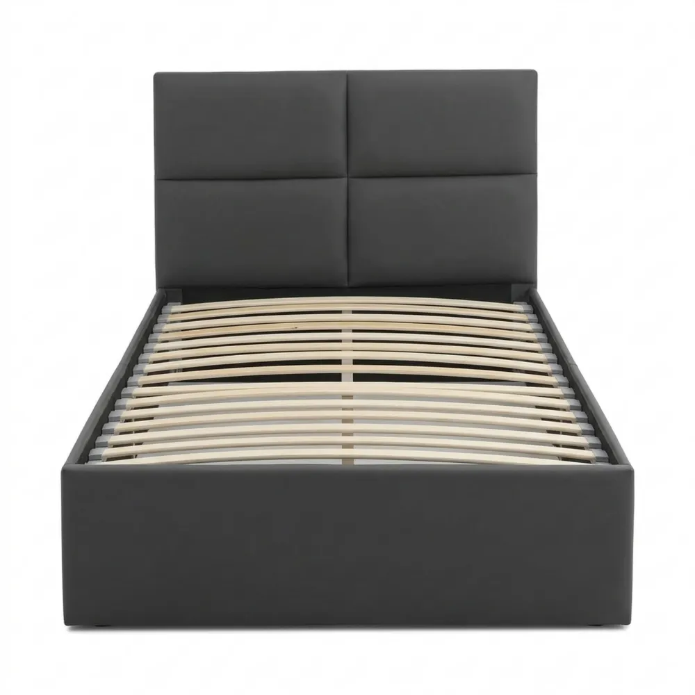 Einzelbett 90x200 mit Stauraum und Kopfteil, ohne Matratze - Graphit