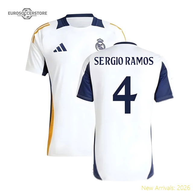 2024-2025 Real Madrid Training Tee (White) (Sergio Ramos 4)-Football Jersey Hub