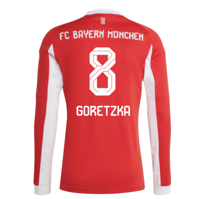 2025-2026 Bayern Munich Long Sleeve Home Shirt (Goretzka 8)-Football Jersey Hub