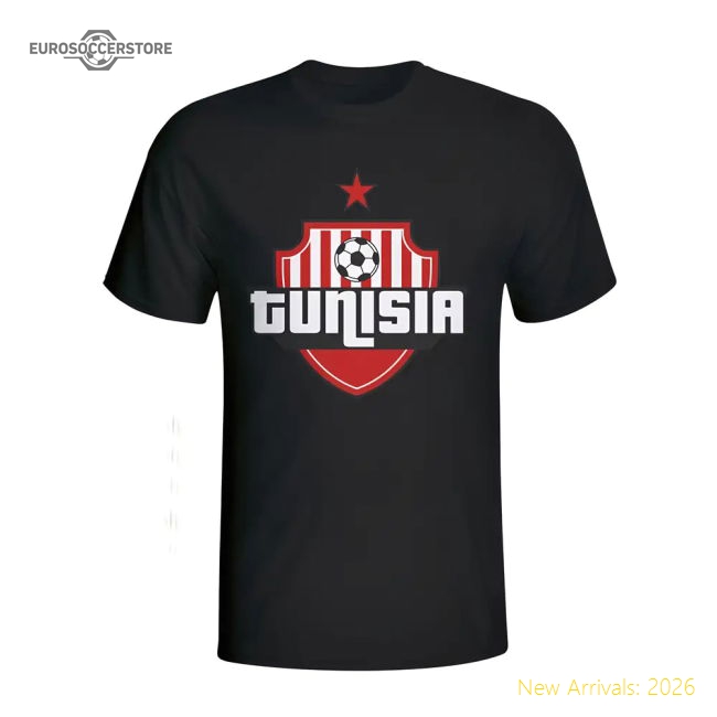 Tunisia Country Logo T-shirt (black) - Kids-Football Jersey Hub