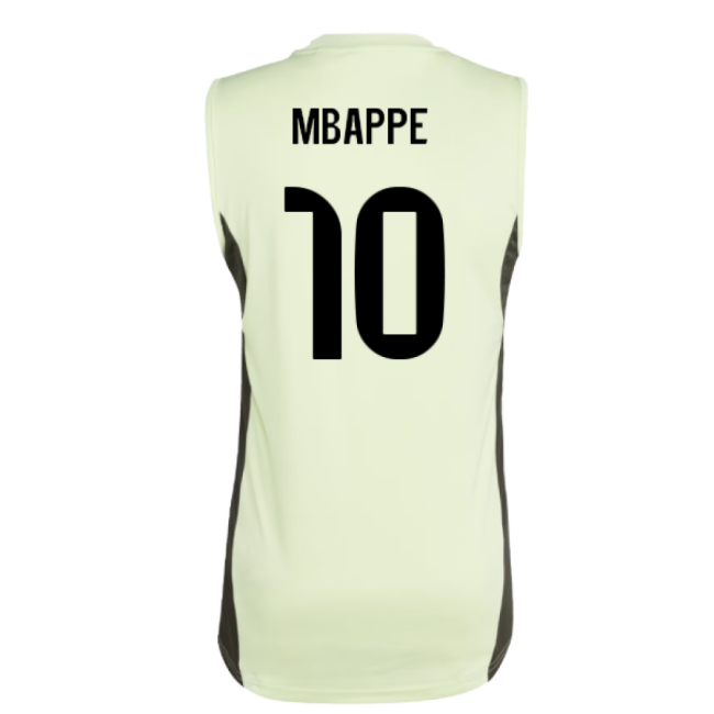 2025-2026 Real Madrid Sleeveless Training Jersey (Almost Lime) (Mbappe 10)-Football Jersey Hub