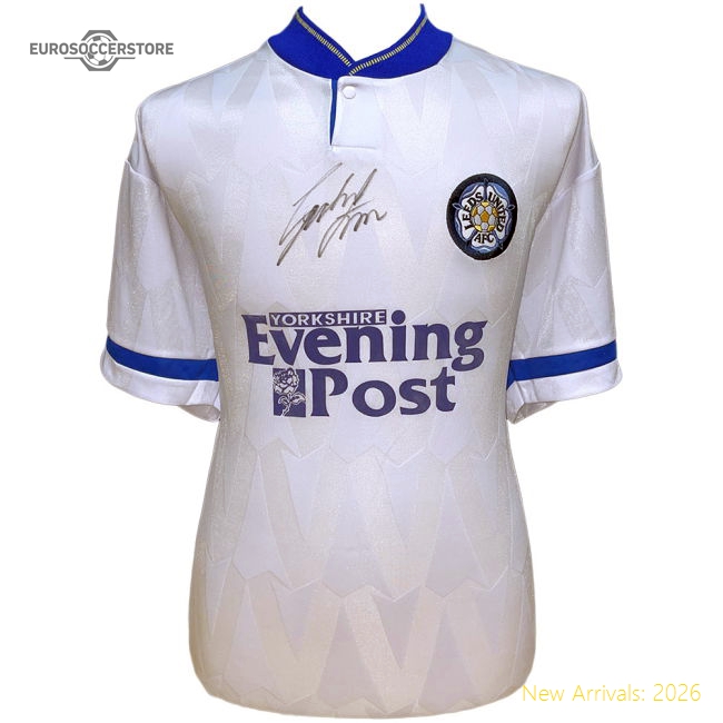 Leeds United FC 1992 Strachan Signed Shirt-Football Jersey Hub
