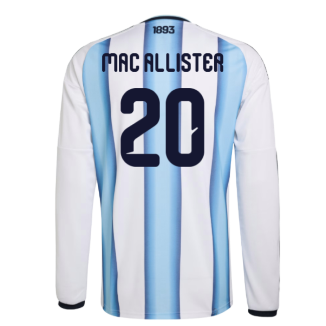 2026-2027 Argentina Long Sleeve Home Shirt (Mac Allister 20)-Football Jersey Hub