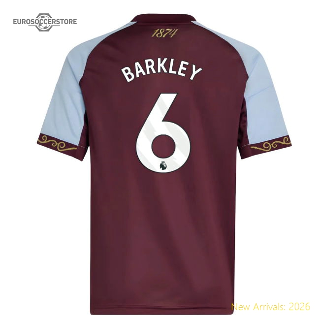 2025-2026 Aston Villa Home Shirt (Kids) (Barkley 6)-Football Jersey Hub