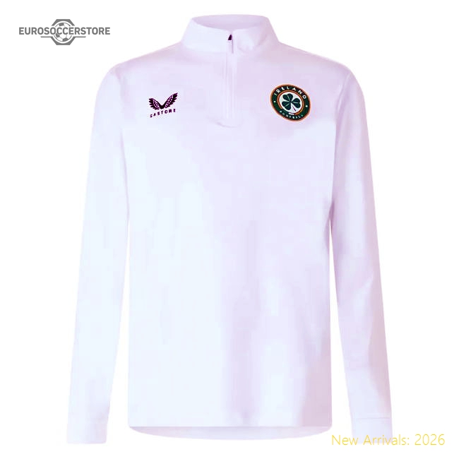 2025-2026 Ireland 1/4 Zip Midlayer Drill Top (White)-Football Jersey Hub