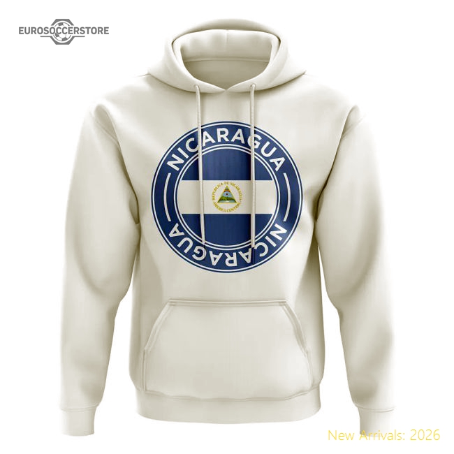 Nicaragua Football Badge Hoodie (White)-Football Jersey Hub