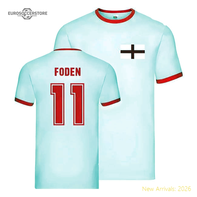 England Ringer T-Shirt (Phil Foden 11)-Football Jersey Hub