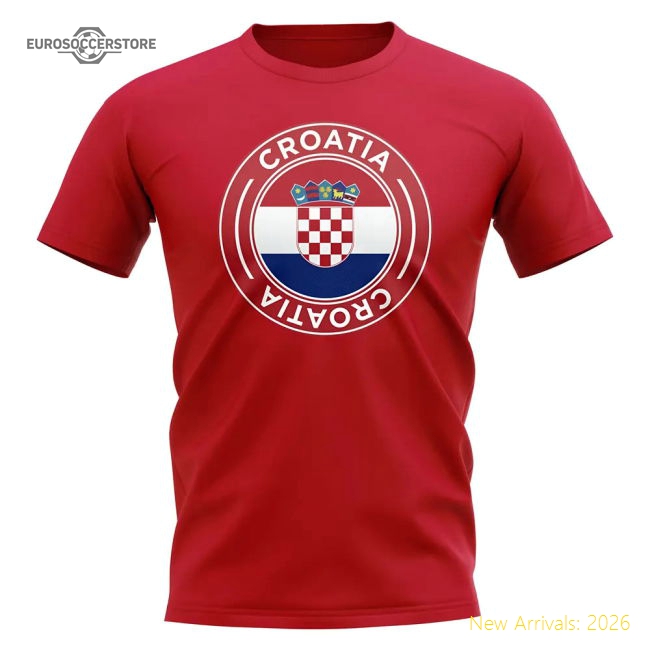 Croatia Football Badge T-Shirt (Red)-Football Jersey Hub