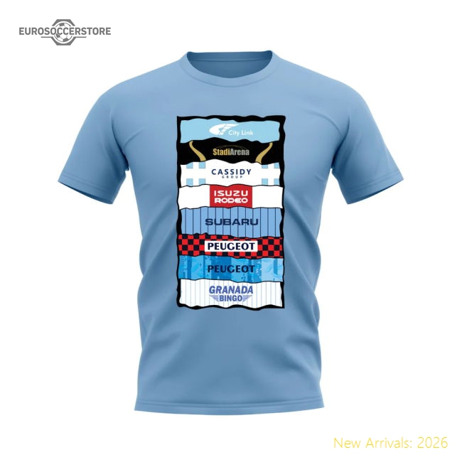 Coventry Shirt Sponsor History T-shirt (Sky)-Football Jersey Hub
