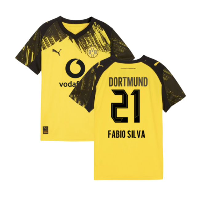 2025-2026 Borussia Dortmund Home Shirt (Kids) (Fabio Silva 21)-Football Jersey Hub