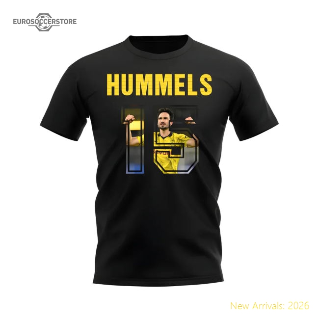 Mats Hummels Name And Number Borussia Dortmund T-Shirt (Black)-Football Jersey Hub