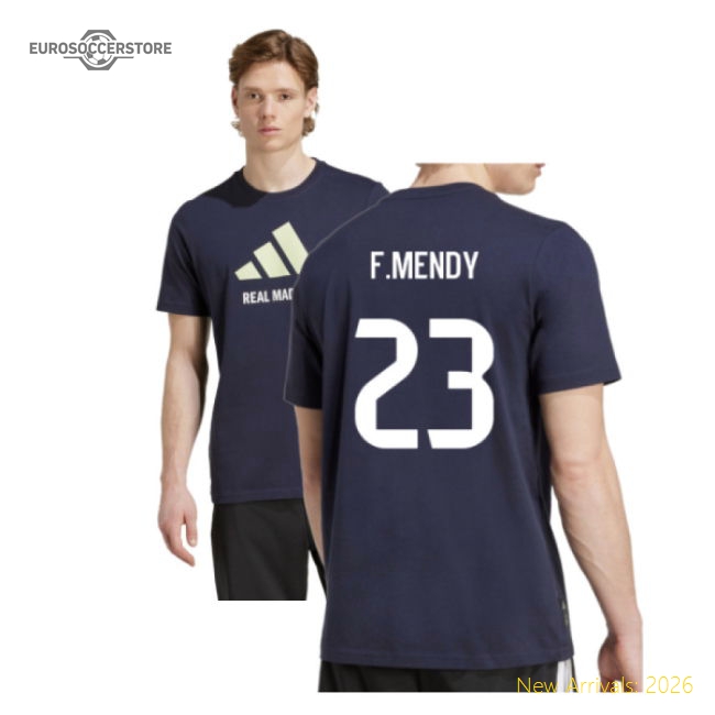 2025-2026 Real Madrid Seasonal Graphic Tee (Legend Ink) (F.Mendy 23)-Football Jersey Hub