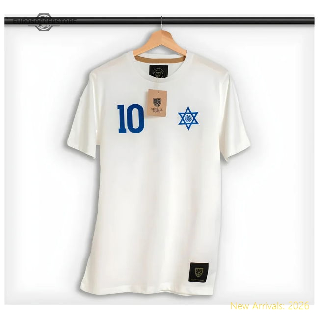 Israel Magen David 10 Retro Football Tee (White)-Football Jersey Hub