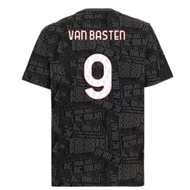 2025-2026 AC Milan ftblCulture Tee AOP (Black) (Van Basten 9)-Football Jersey Hub