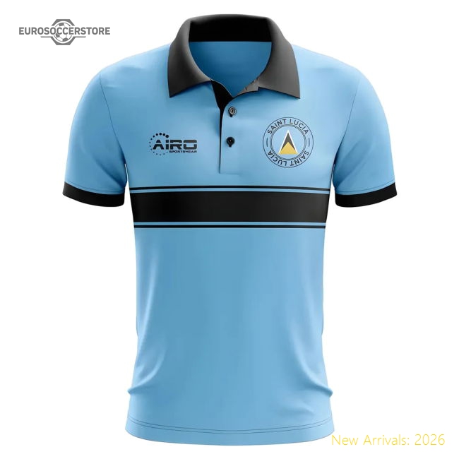 Saint Lucia Concept Stripe Polo Shirt (Sky)-Football Jersey Hub