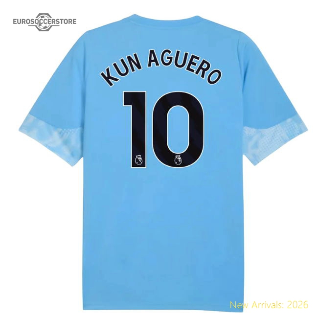 2025-2026 Man City Training Jersey (Light Blue) - Kids (Kun Aguero 10)-Football Jersey Hub