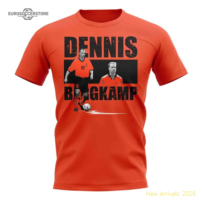 Dennis Bergkamp Player Collage T-Shirt (Orange)-Football Jersey Hub